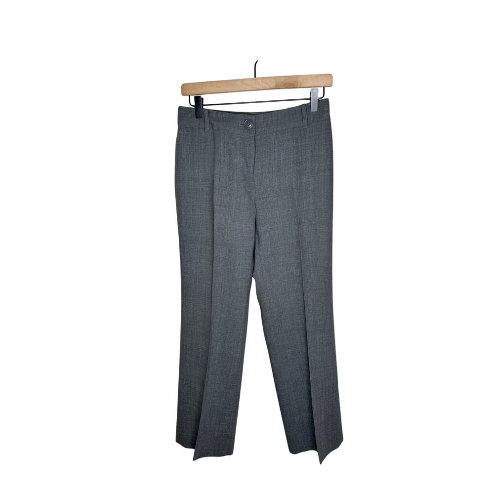 Ann Taylor LOFT Wool Trouser Pants Gray High Waisted Petite 4P Flaw Waist Hem